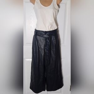 Zara Black Faux Leather Culotte Pants